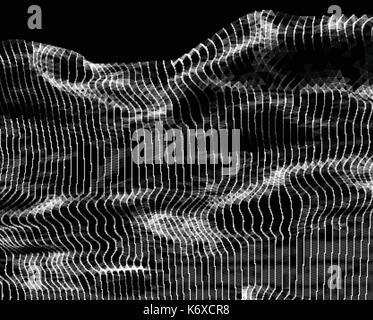 Résumé lignes futuristes et points grille. entrelacement web, un réseau de cordes, une moyenne géométrique noir et blanc modèle vectoriel Illustration de Vecteur