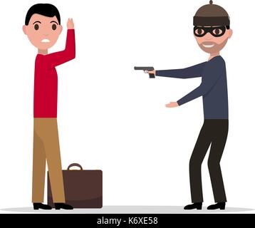 Vector cartoon voleur avec une arme à feu un homme vole Illustration de Vecteur