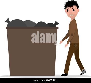 Vector cartoon mendiant hobo homme poubelle sans emploi Illustration de Vecteur