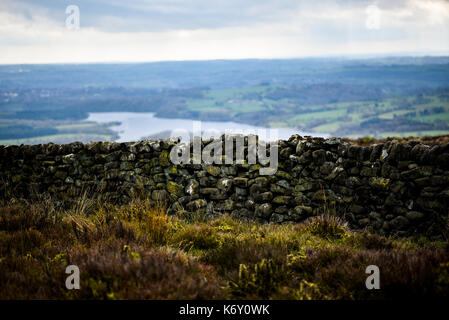 Mur en pierre sèche, les blattes, Peak District, UK Banque D'Images