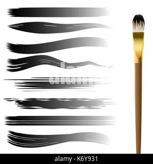 Ensemble de traits de pinceau de collection. vector hand drawn brosses pour votre conception isolé sur blanc. Illustration de Vecteur