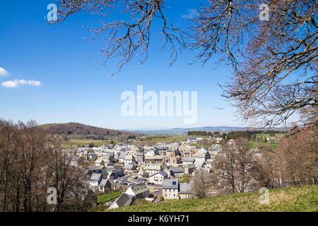 La France, la Lozère, le plateau de l'Aubrac, village de Nasbinals, étape sur le chemin de Compostelle dans l'Aubrac, classés au patrimoine mondial de l'UNESCO pour son cadre naturel authentique Banque D'Images