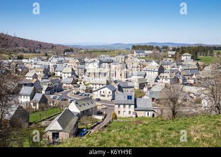 La France, la Lozère, le plateau de l'Aubrac, village de Nasbinals, étape sur le chemin de Compostelle dans l'Aubrac, classés au patrimoine mondial de l'UNESCO pour son cadre naturel authentique Banque D'Images