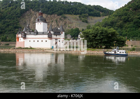 Château pfalzgrafenstein à kaub sur le haut Rhin moyen, Allemagne Banque D'Images