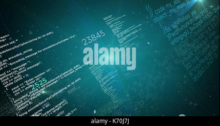 Big Data et le code de programmation sur fond vert. concept abstrait de l'information, le cyberespace et l'entreprise de technologie. Banque D'Images