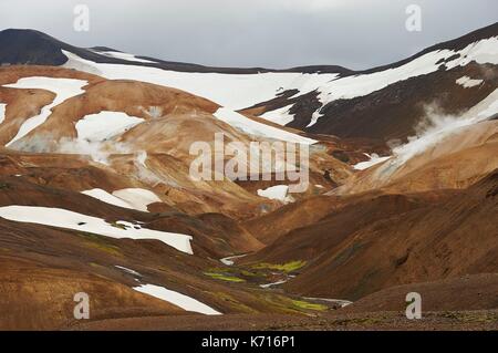 L'Islande, les hauteurs, les terres vue Kerlingarfjoll Banque D'Images