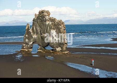 L'Islande, au nord, vue Hvitserkur rok Banque D'Images