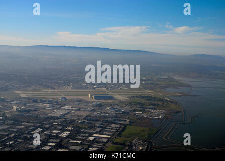 Moffett Field Airport (antenne), Mountain View CA Banque D'Images