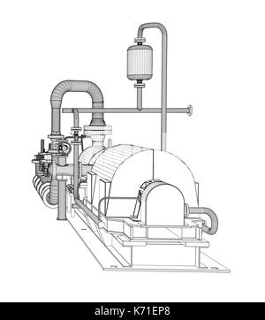 Pompe industrielle en fil de fer Illustration de Vecteur