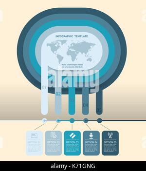 Diagramme vectoriel pour l'infographie. modèle de graphique, présentation et graphique. concept d'affaires avec 5 options. Illustration de Vecteur