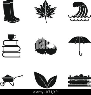 Temps d'automne, le style simple icon set Illustration de Vecteur