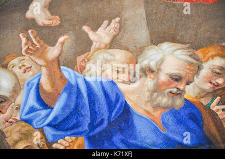 Vatican - le 13 mars 2016 : dans l'artistes de la renaissance créé peintures réalisées avec des carreaux de mosaïque tessera (cubes) dans la basilique Saint Pierre du Vatican, MOS. Banque D'Images