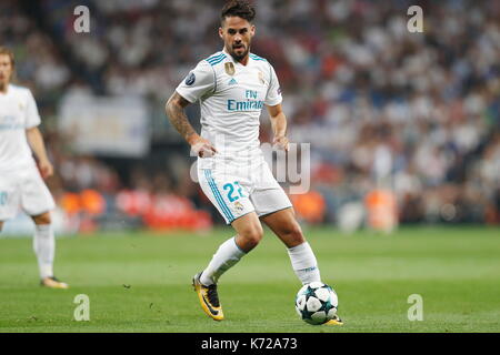 Madrid, Espagne. 13 sep, 2017. isco (du vrai) football/football : Ligue des champions de l'mtchday 1 groupe h match entre le real madrid cf 3-0 fc apoel nicosie au Santiago Bernabeu à Madrid, Espagne . Crédit : mutsu kawamori/aflo/Alamy live news Banque D'Images