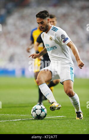 Madrid, Espagne. 13 sep, 2017. isco (du vrai) football/football : Ligue des champions de l'mtchday 1 groupe h match entre le real madrid cf 3-0 fc apoel nicosie au Santiago Bernabeu à Madrid, Espagne . Crédit : mutsu kawamori/aflo/Alamy live news Banque D'Images