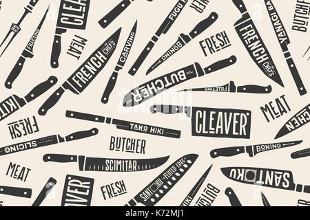 Modèle transparent avec des couteaux de boucher Illustration de Vecteur