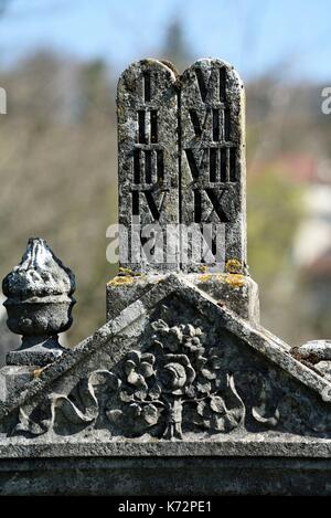 France, Doubs, Besançon, rue Anne Frank, le cimetière juif, l'ancienne stèle Banque D'Images