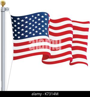 En agitant le drapeau des États-Unis d'Amérique. uk flag isolé sur un fond blanc. vector illustration Illustration de Vecteur