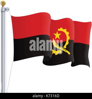 En agitant le drapeau de l'angola isolé sur un fond blanc. vector illustration. Illustration de Vecteur