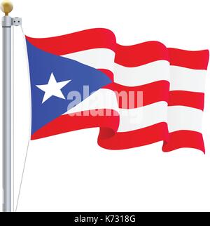 En agitant le drapeau de Porto Rico isolé sur un fond blanc. vector illustration. Illustration de Vecteur