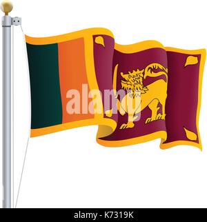 En agitant le drapeau sri Lanka isolé sur un fond blanc. vector illustration. Illustration de Vecteur