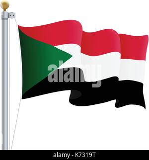 En agitant le drapeau soudan isolé sur un fond blanc. vector illustration. Illustration de Vecteur