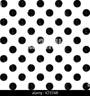 Motif transparent noir et blanc à pois sur l'arrière-plan. forme du cercle peint avec de vieux papier peint vintage retro. texture modèle vecteur Swatch. Illustration de Vecteur