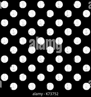 Motif transparent noir et blanc à pois sur l'arrière-plan. forme du cercle peint avec de vieux papier peint vintage retro. texture modèle vecteur Swatch. Illustration de Vecteur