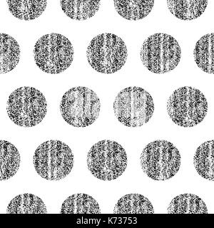 Motif transparent noir et blanc à pois sur l'arrière-plan. forme du cercle peint avec de vieux papier peint vintage retro. texture modèle vecteur Swatch. Illustration de Vecteur