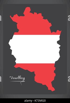 Carte d'autriche vorarlberg avec drapeau national autrichien illustration Illustration de Vecteur