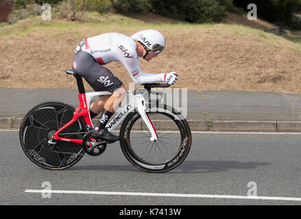 Michal Kwiatkowski, l'équipe Sky, Tour de Bretagne cycliste 2017 Phase 5, Contre-la-montre individuel, Clacton On Sea. Banque D'Images