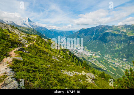 Sentier de randonnée sur la vallée de Chamonix mont blanc, france Banque D'Images