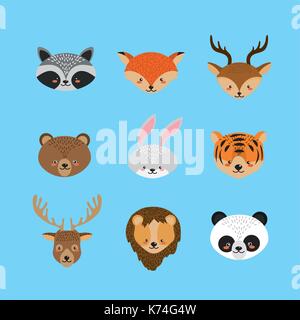 Animal mignon ensemble et la faune naturelles Illustration de Vecteur