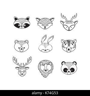 Animal mignon ensemble et la faune naturelles Illustration de Vecteur