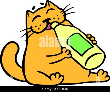Cute cat orange boissons limonade. funny cartoon cool. caractère freehand contour dessin numérique chat mignon. blanc couleur arrière-plan. cheerful animal pour le web Illustration de Vecteur