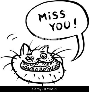 Miss you ! Cartoon chat tête. bulle. vector illustration. Illustration de Vecteur