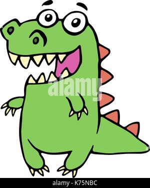 Funny smiling dinosaure. vector illustration. cute cartoon character. Illustration de Vecteur