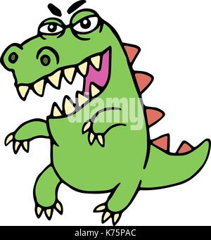 Cute cartoon en colère dinosaure. vector illustration. funny animal imaginaire de caractère. Illustration de Vecteur