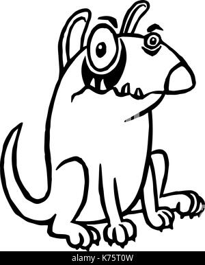 Cartoon chien en colère. funny cartoon caractère cool fourrure bull terrier. freehand contour dessin numérique mignon chien. cheerful pet sitting, regarder, défendre, g Illustration de Vecteur