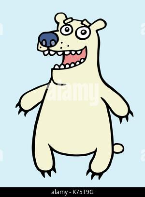 Polar bear smiling cute.. vector illustration cartoon animal heureux caractère. Illustration de Vecteur
