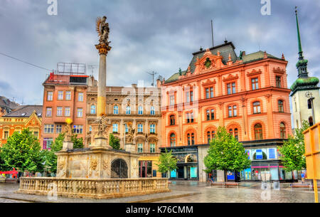 La colonne de la peste sur la place de la liberté à Brno, République tchèque Banque D'Images