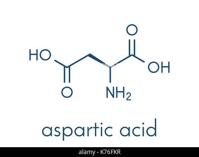 L'acide aspartique (l-acide aspartique, asp, d) molécule d'acide aminé. formule topologique. Illustration de Vecteur