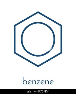 Molécule d'hydrocarbures aromatiques Benzène. important dans la pétrochimie, l'organe de l'essence. formule topologique. Illustration de Vecteur