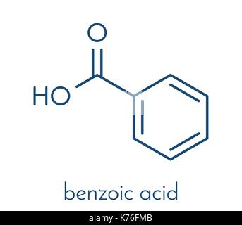 Molécule d'acide benzoïque. sels de benzoate sont utilisés comme agents de conservation. formule topologique. Illustration de Vecteur