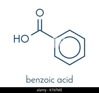 Molécule d'acide benzoïque. sels de benzoate sont utilisés comme agents de conservation. formule topologique. Illustration de Vecteur