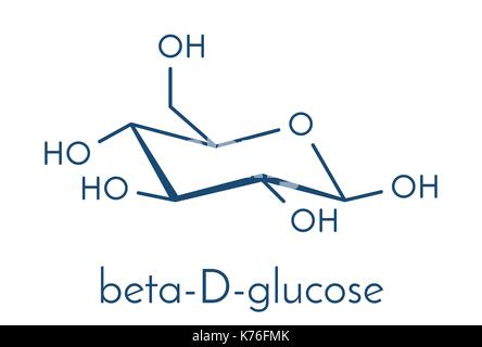 Dextrose (glucose, sucre de raisin) molécule (beta-D-glucopyranose forme). formule topologique. Illustration de Vecteur