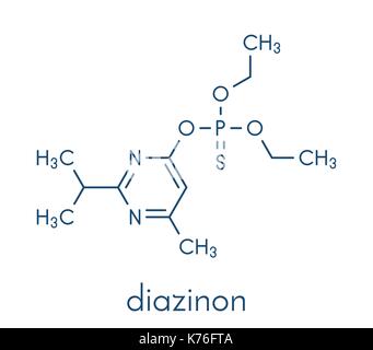 Le diazinon (dimpylate) molécule d'insecticides organophosphorés. formule topologique. Illustration de Vecteur