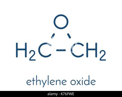 L'oxyde d'éthylène (molécule oxirane). utilise : Stérilisation des dispositifs médicaux et en tant que précurseur des polymères. formule topologique. Illustration de Vecteur