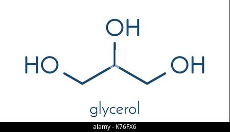 Molécule de Glycérol (glycérine). produit à partir de graisse et huile de triglycérides. utilisé comme édulcorant, solvant et de conservation dans les aliments et drogues formule topologique. Illustration de Vecteur