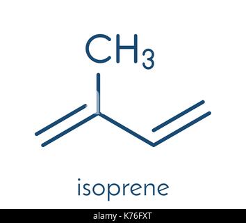 L'isoprène, caoutchouc (polyisoprène) building block (monomère). formule topologique. Illustration de Vecteur