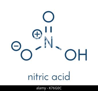 L'acide nitrique (HNO3) molécule d'acide minéral fort. utilisé dans la production d'engrais et d'explosifs. formule topologique. Illustration de Vecteur